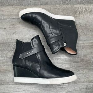 Paolo Black Ankle Booties with White Wedge